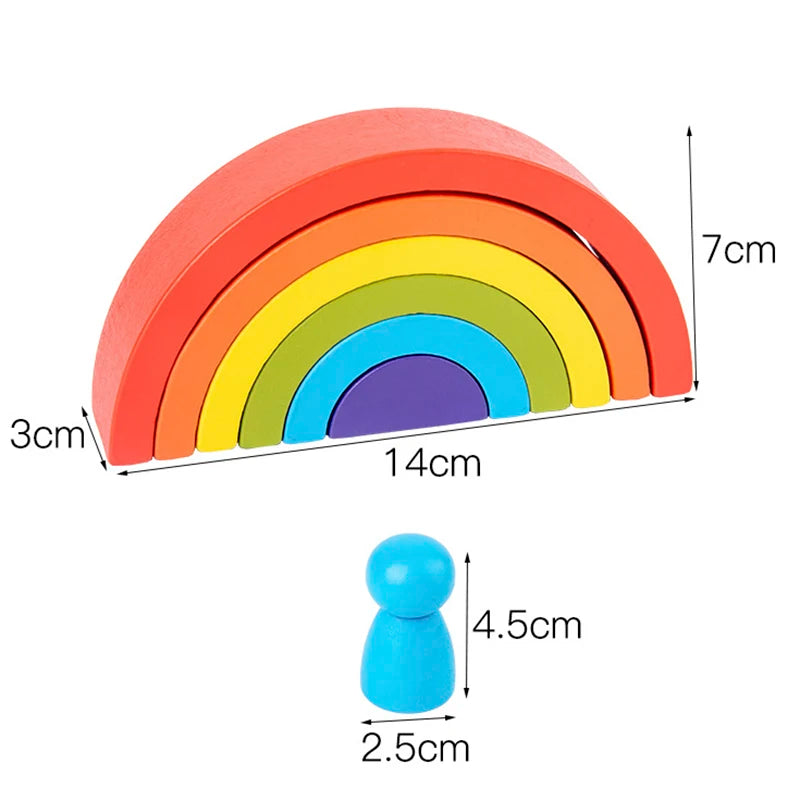 Arc-en-Ciel Montessori en Bois – Jeu d'Équilibre, Construction et Créativité pour Enfants