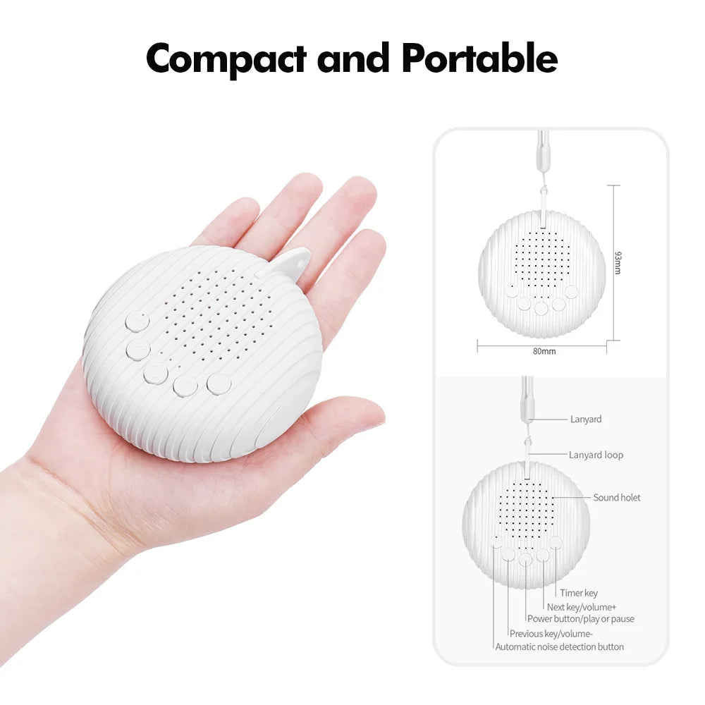 Machine à Bruit Blanc Portable pour Bébé – 10 Sons Apaisants, Veilleuse de Sommeil Rechargeable USB
