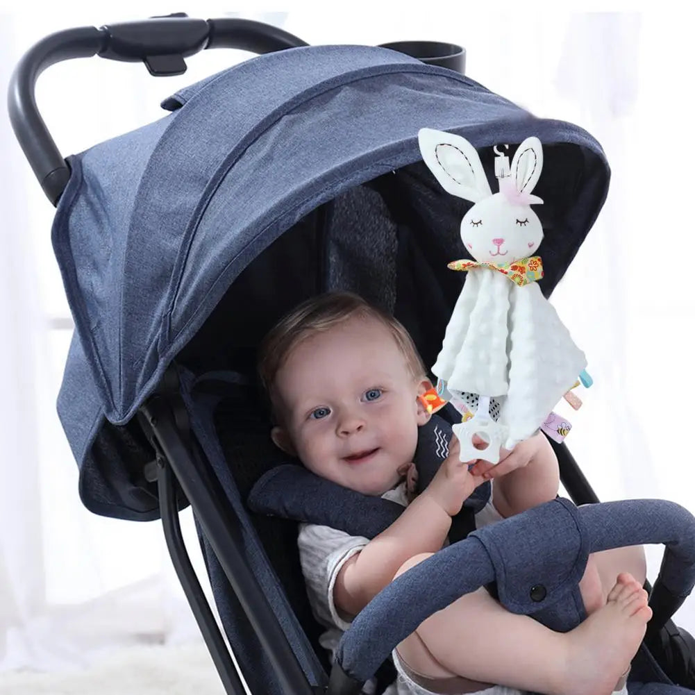 Doudou Plat Bébé avec Peluche Animal – Couverture de Réconfort Douce pour Nouveau-Né