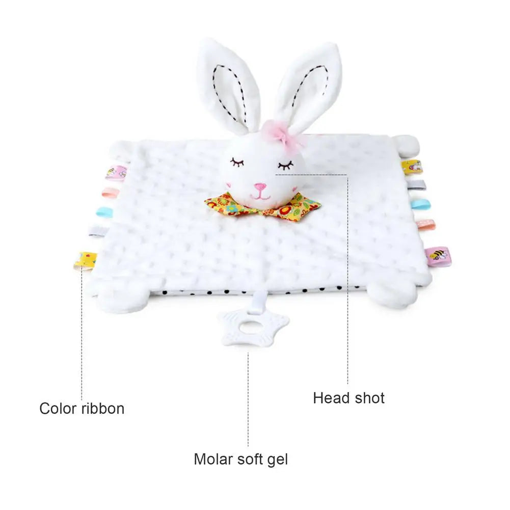 Doudou Plat Bébé avec Peluche Animal – Couverture de Réconfort Douce pour Nouveau-Né