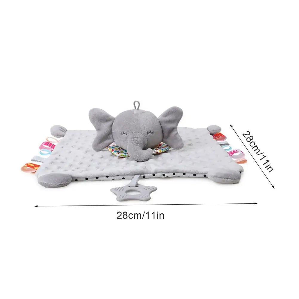 Doudou Plat Bébé avec Peluche Animal – Couverture de Réconfort Douce pour Nouveau-Né