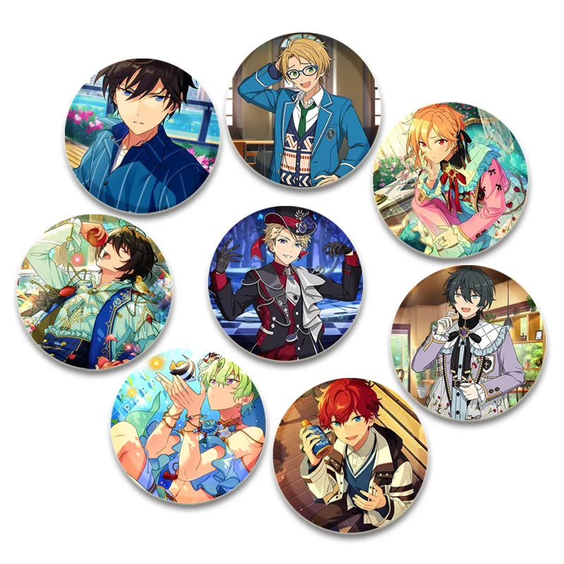 Ensemble d'étoiles rondes faites à la main pour sac à dos, épingles de dessin animé amusantes, accessoires de collection d'anime, décoration de chapeau d'insigne, broches encliquetables