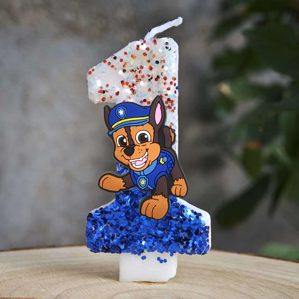 Bougie Paw Patrol 0-9 chiffres, personnage de dessin animé Paw Patrol, gâteau de fête enfichable, décoration de gâteau d'anniversaire, cadeau de réception-cadeau pour bébé