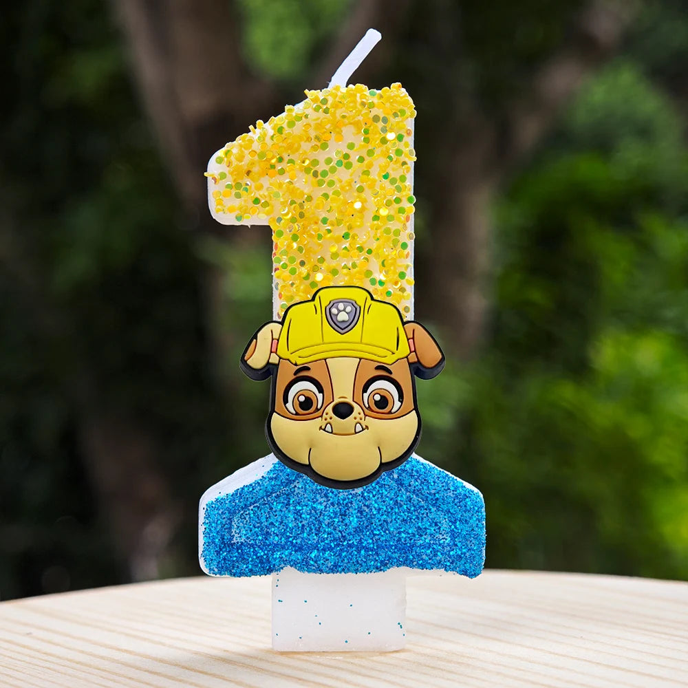 Bougie Paw Patrol 0-9 chiffres, personnage de dessin animé Paw Patrol, gâteau de fête enfichable, décoration de gâteau d'anniversaire, cadeau de réception-cadeau pour bébé