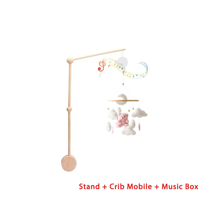 Mobile Musical en Bois pour Lit Bébé – Animaux Marins en Feutre, Hochet Suspendu Montessori