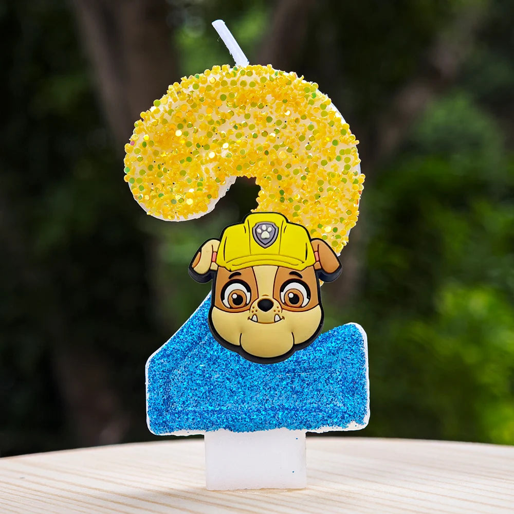 Bougie Paw Patrol 0-9 chiffres, personnage de dessin animé Paw Patrol, gâteau de fête enfichable, décoration de gâteau d'anniversaire, cadeau de réception-cadeau pour bébé