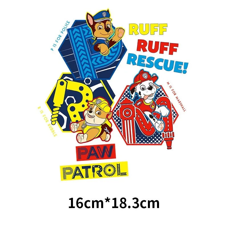 Patchs Paw Patrol mignons pour vêtements, autocollants pour vêtements d'enfants, sweat à capuche, T-Shirt, presse à chaud, autocollant en fer appliqué, DIY bricolage