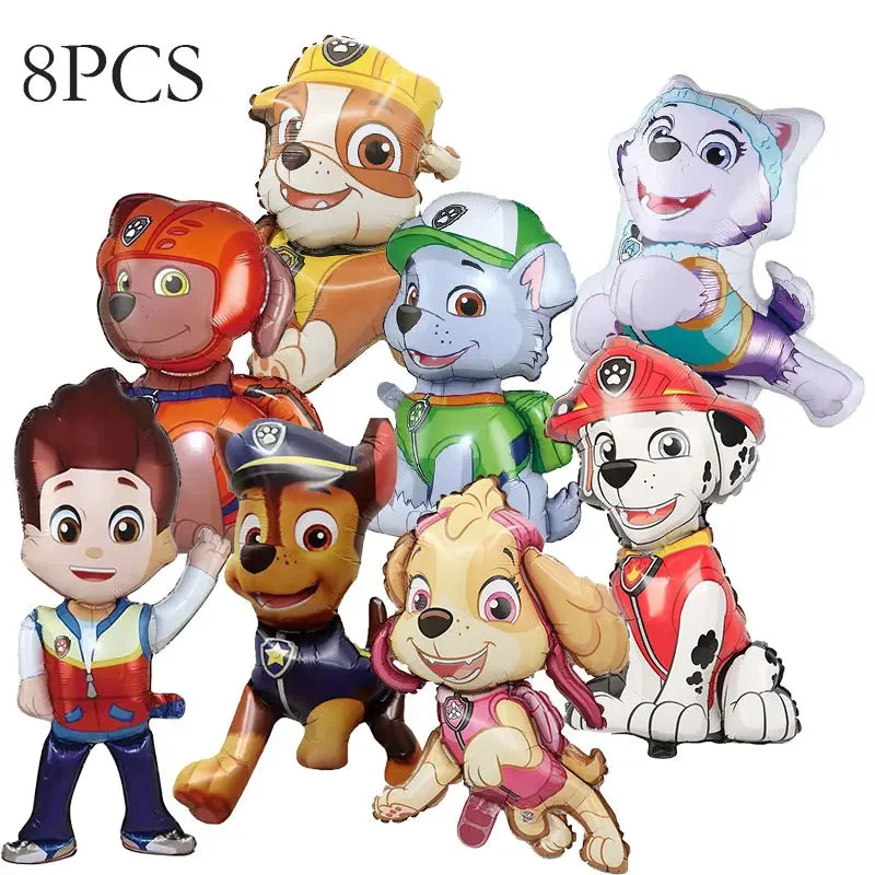 Ensemble de fournitures de fête d'anniversaire Paw Patrol, ballons, toile de fond, assiettes, gobelets, décorations de gâteaux, autocollants Paw Patrol, bannière, cadeaux de fête