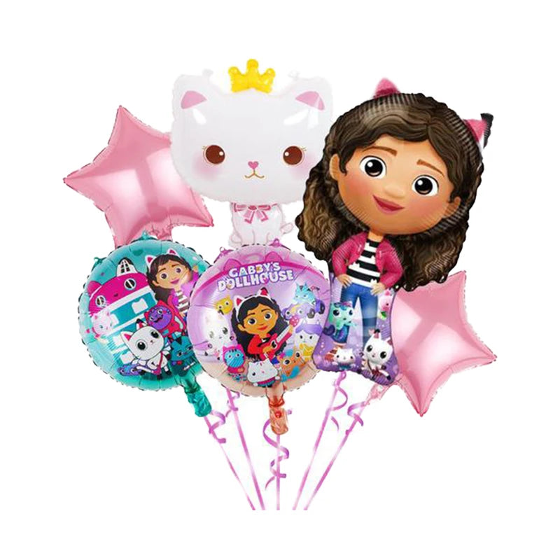 Décoration d'anniversaire Gabby, thème Gabby Dollhouse, vaisselle, assiette, tasse, serviette, nappe, ballon, bannière, toile de fond, fournitures pour fête d'enfants