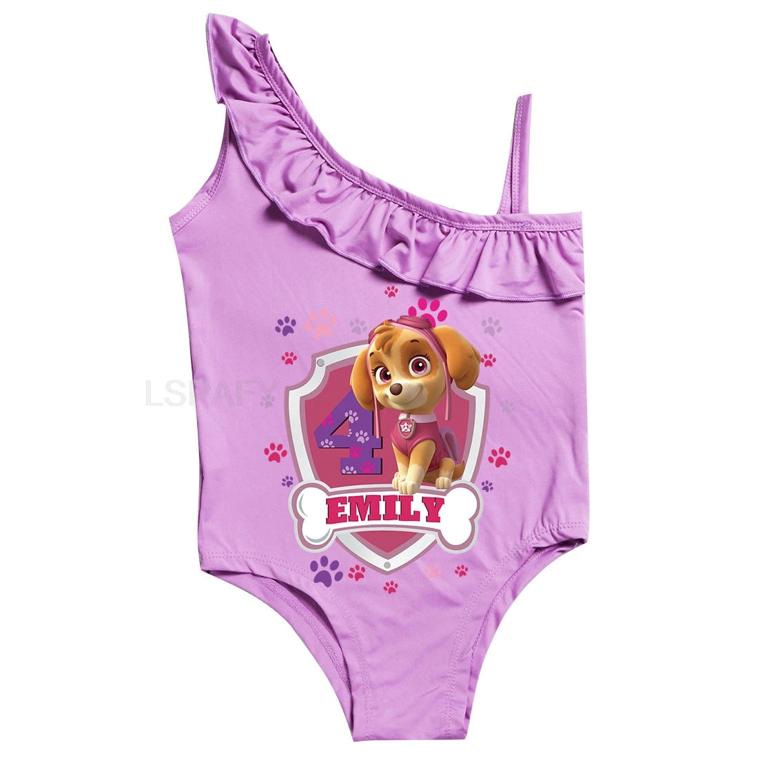 Maillot de bain une pièce PAW PATROL coupe ajustée, motif dessin animé, polyvalent, imprimé lettres, en soie glacée respirante, grande taille, pour la plage