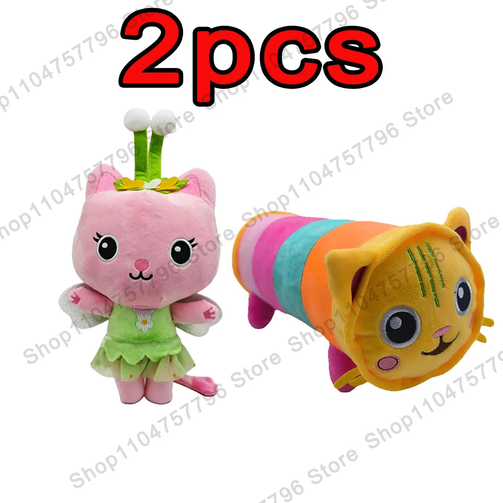 8 pièces Nouveaux porte-clés en peluche Maison de poupée Gabby, animaux en peluche Mercat, chat souriant, chat de voiture, chat câlin, cadeau d'anniversaire pour fille Gaby
