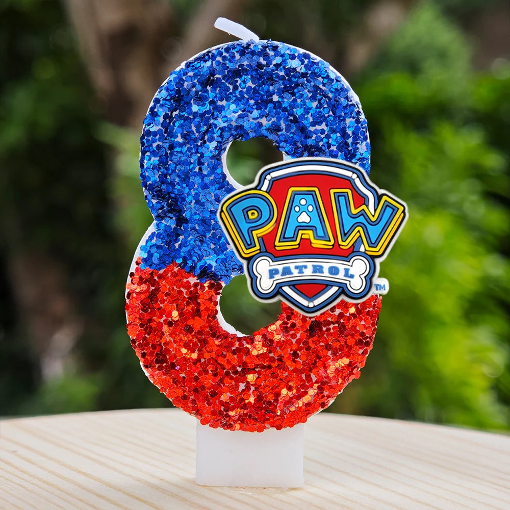 Bougie Paw Patrol 0-9 chiffres, personnage de dessin animé Paw Patrol, gâteau de fête enfichable, décoration de gâteau d'anniversaire, cadeau de réception-cadeau pour bébé