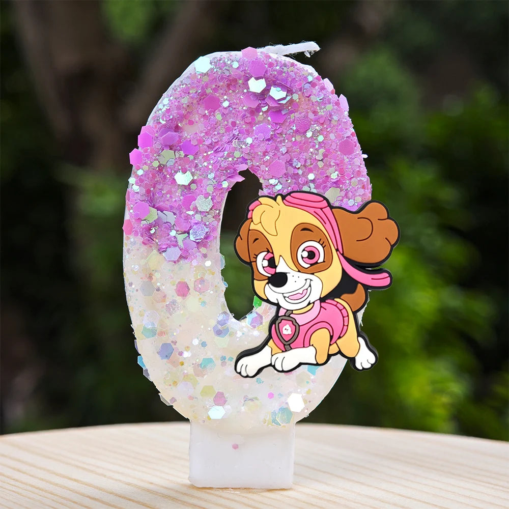 Bougie Paw Patrol 0-9 chiffres, personnage de dessin animé Paw Patrol, gâteau de fête enfichable, décoration de gâteau d'anniversaire, cadeau de réception-cadeau pour bébé