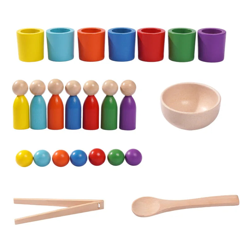 Gobelets Montessori Arc-en-Ciel – Jeu de Tri, Empilage et Reconnaissance des Couleurs pour Enfants