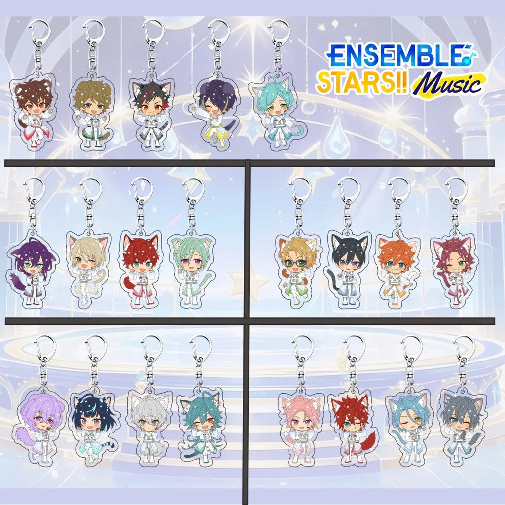 Porte-clés en acrylique de 6 cm avec personnage mignon de l'anime Ensemble Stars, pendentif pour sac à dos, décoration de clé de voiture, cadeau de collection pour fans