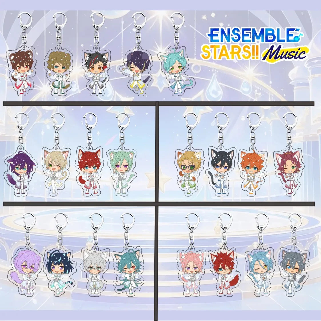 Porte-clés en acrylique de 6 cm avec personnage mignon de l'anime Ensemble Stars, pendentif pour sac à dos, décoration de clé de voiture, cadeau de collection pour fans