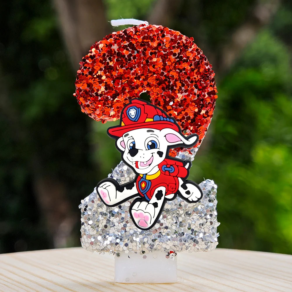 Bougie Paw Patrol 0-9 chiffres, personnage de dessin animé Paw Patrol, gâteau de fête enfichable, décoration de gâteau d'anniversaire, cadeau de réception-cadeau pour bébé