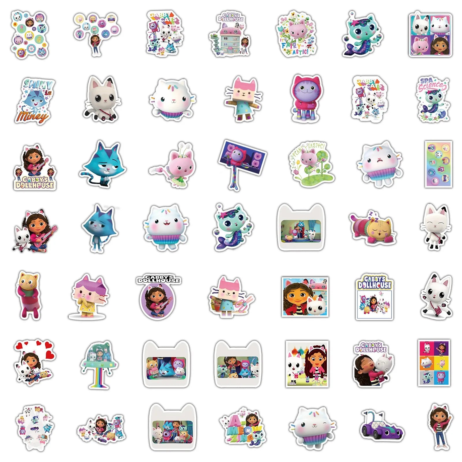 Autocollants pour maison de poupée Gabby, 100 pièces, pour valise, Skateboard, ordinateur portable, bagages, réfrigérateur, téléphone, style de voiture
