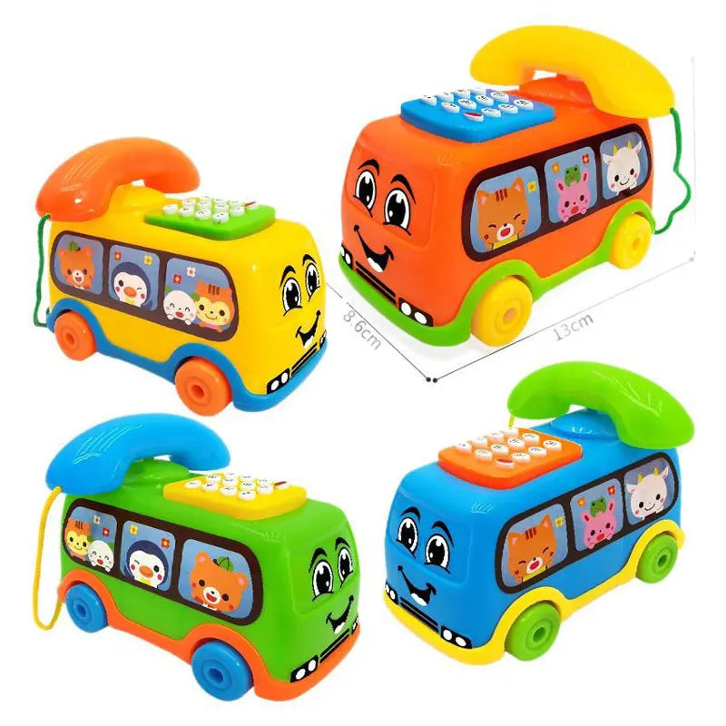 Voiture de Bus téléphonique pour enfants, jouet éducatif Montessori Bus Téléphone Musical Montessori pour Bébé – Jouet Éducatif Interactif avec Sons, Lumières et Clavier d’Apprentissage