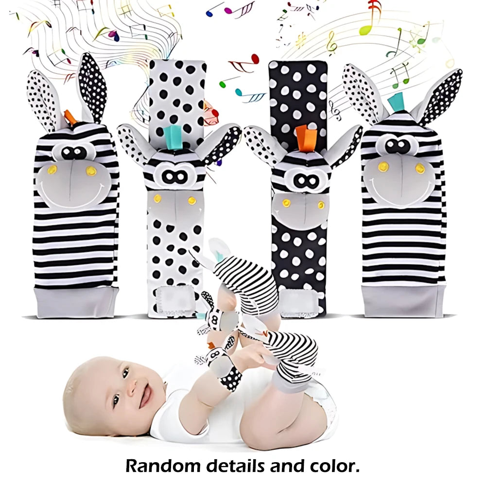 Chaussettes hochet au poignet pour bébé, jouet d'apprentissage pour fille et garçon, dévChaussettes Hochet Bébé avec Bracelet de Poignet – Jouet Sensoriel d’Éveil Montessori 0 à 12 Mois