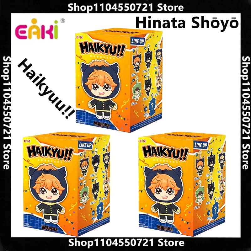 En stock, authentique EAKi Haikyuu !! Boîte mystère en peluche Mascotte, Porte-clés pendentif en vinyle doux et mignon, Cadeau de collection Hinata Shoyo