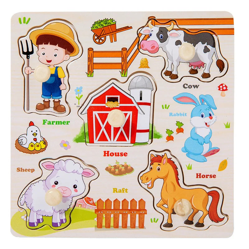 Puzzles en bois Montessori pour bébé, jouets dePuzzle Montessori en Bois pour Bébé – Animaux, Fruits et Véhicules – Jouet Éducatif d’Éveil dès 2 Ans