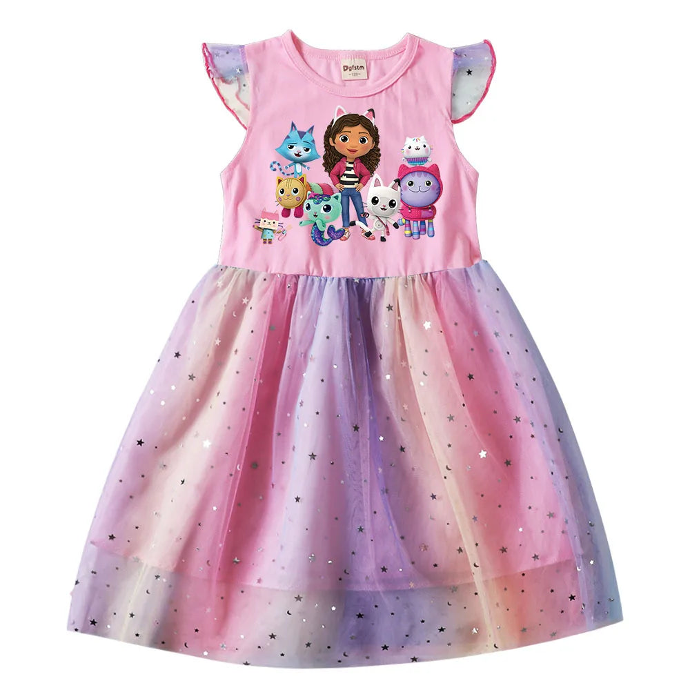 Costume de maison de poupée Gabby pour enfants, vêtements de chat Gabbys mignons, robe de princesse pour bébés filles, cadeau de fête de carnaval