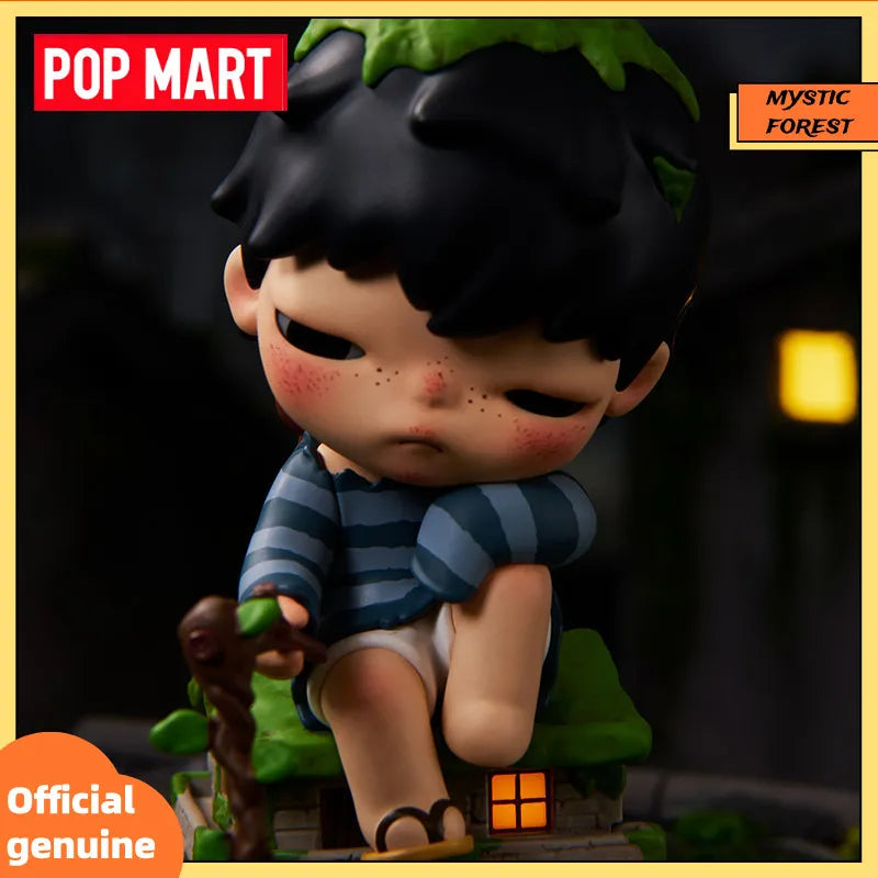 POP MART Nouvelle figurine Hirono Behind Time, décoration de bureau, ornement, jouet en PVC de collection, carte suspendue, cadeau, boîte mystère