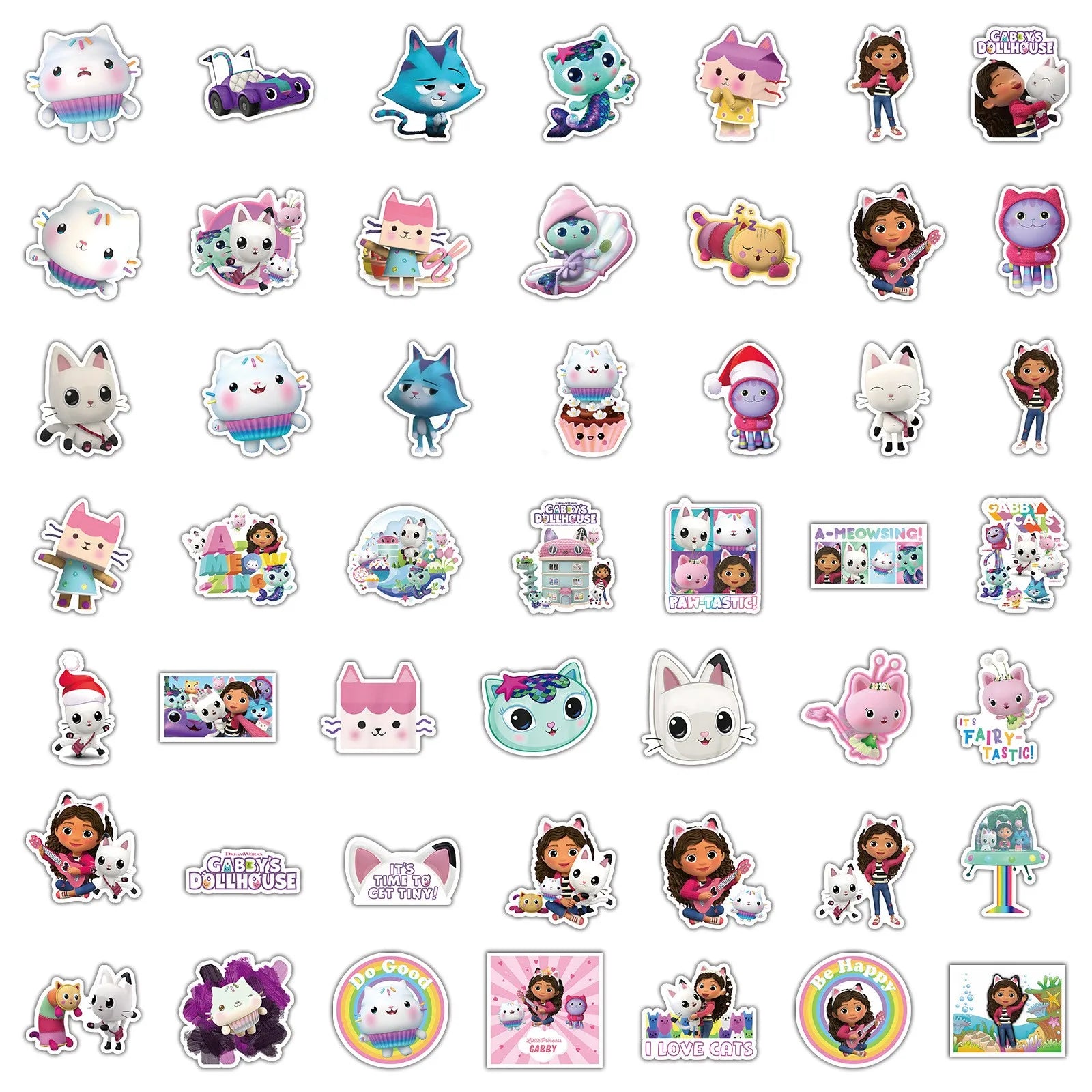 Autocollants pour maison de poupée Gabby, 100 pièces, pour valise, Skateboard, ordinateur portable, bagages, réfrigérateur, téléphone, style de voiture