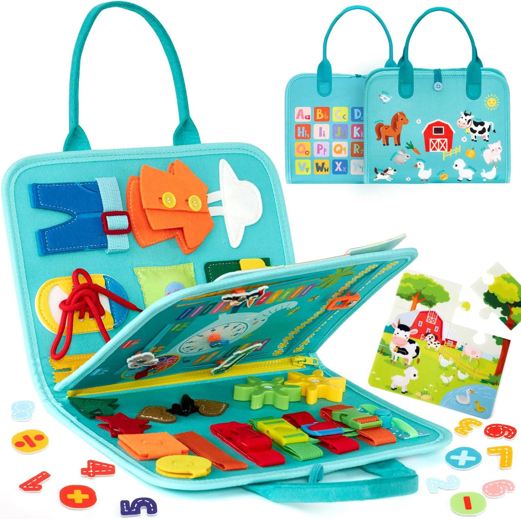 Livre d’Activités Montessori pour Enfants 3-6 Ans – Busy Board Éducatif Sensoriel Portable