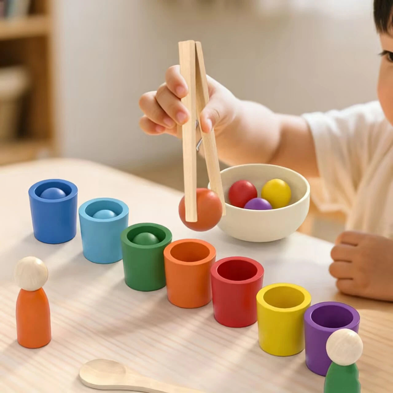 Gobelets Montessori Arc-en-Ciel – Jeu de Tri, Empilage et Reconnaissance des Couleurs pour Enfants