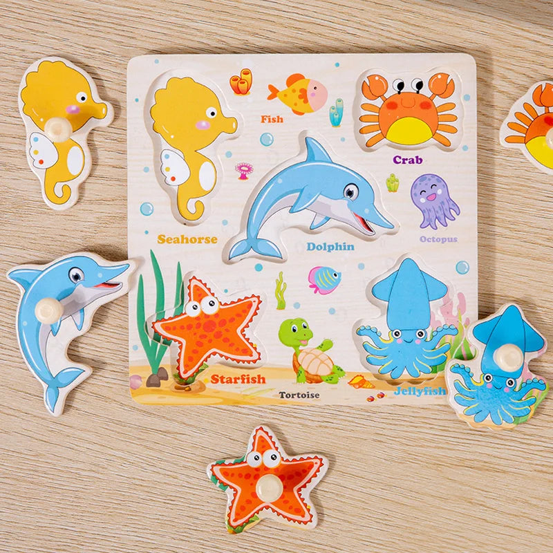 Puzzles en bois Montessori pour bébé, jouets dePuzzle Montessori en Bois pour Bébé – Animaux, Fruits et Véhicules – Jouet Éducatif d’Éveil dès 2 Ans