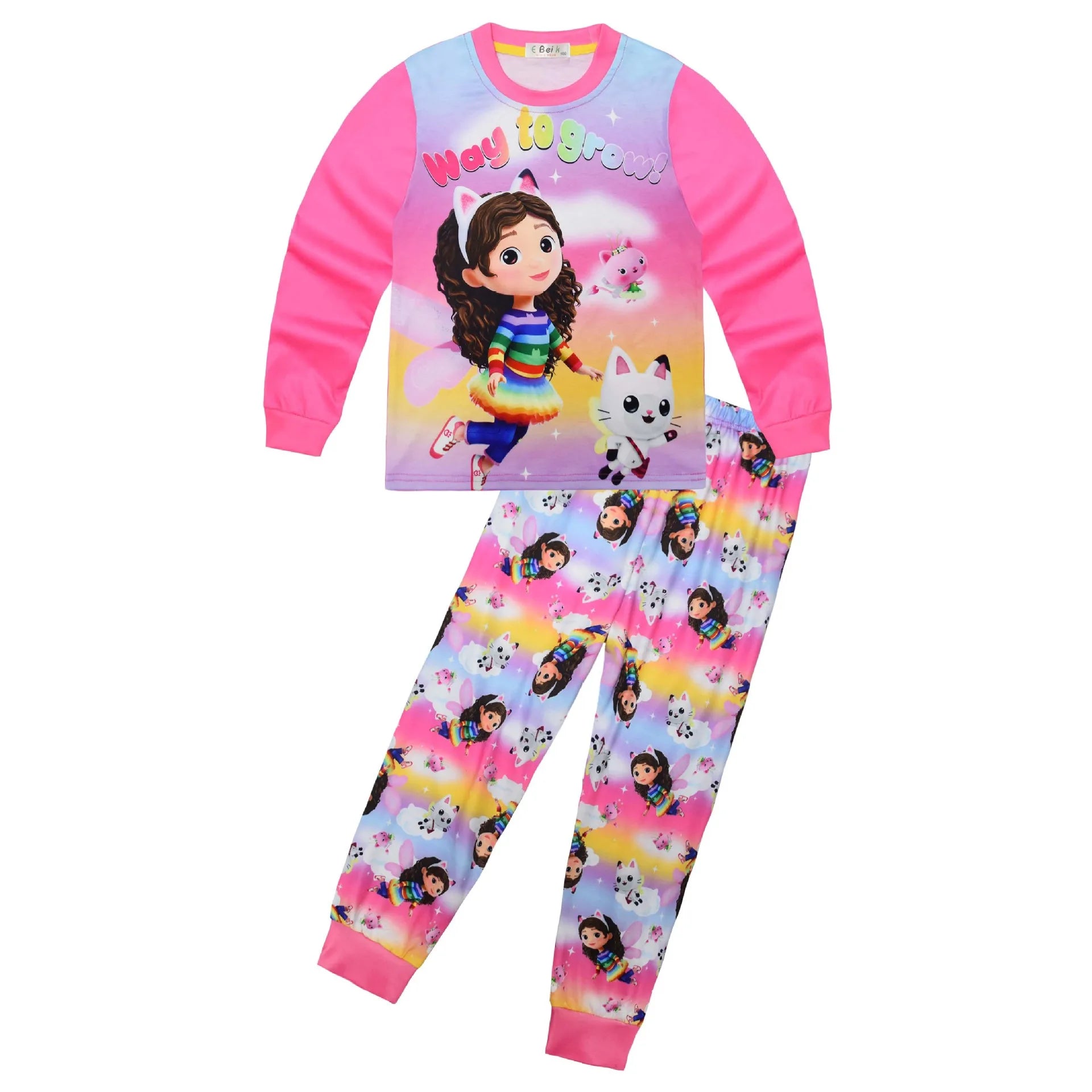 2025Gabby DollHouse filles vêtements dessin animé imprimé pyjamas mignon sirène Gabby's t-shirt pantalon ensemble enfant en bas âge Homewear enfants Anime tenue