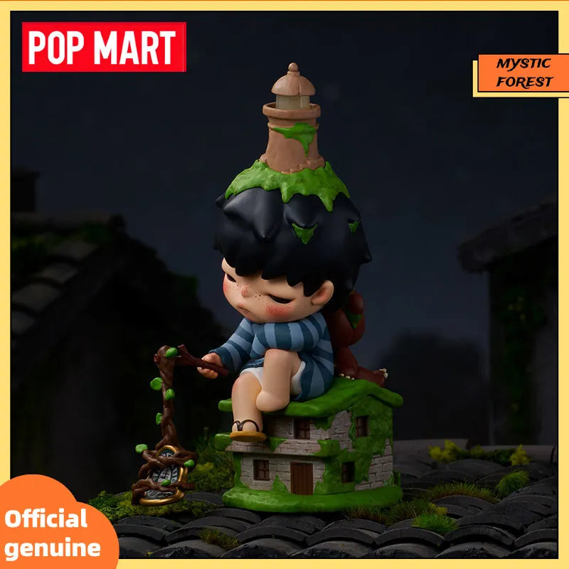 POP MART Nouvelle figurine Hirono Behind Time, décoration de bureau, ornement, jouet en PVC de collection, carte suspendue, cadeau, boîte mystère