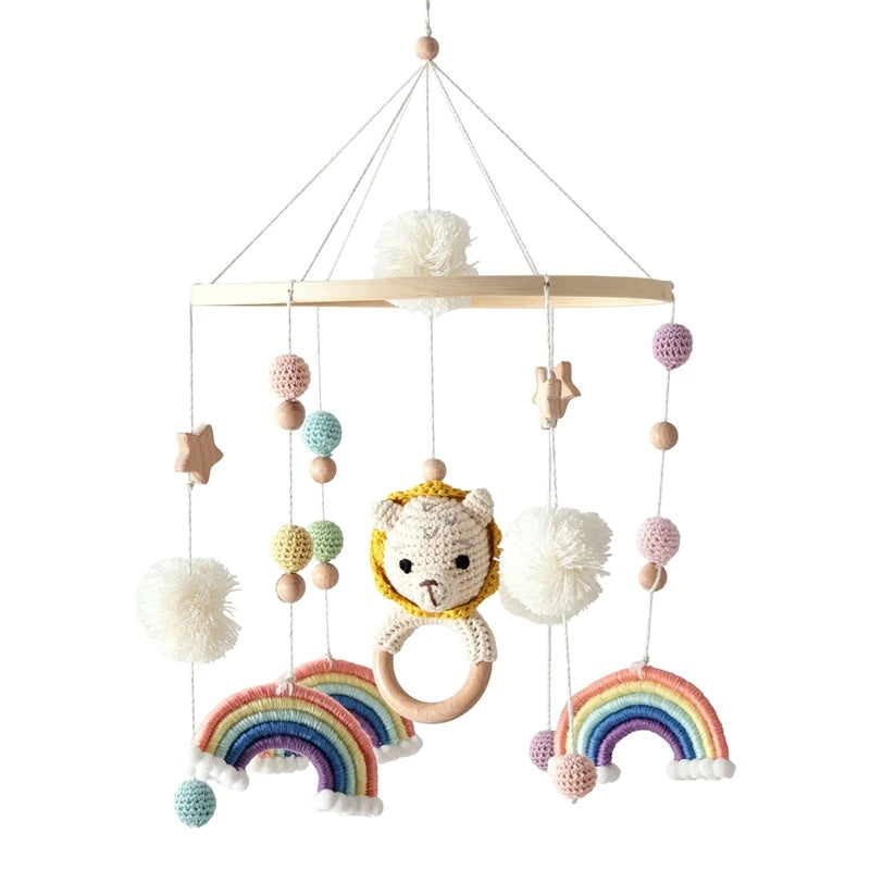 Mobile Musical en Bois pour Lit Bébé – Animaux Marins en Feutre, Hochet Suspendu Montessori