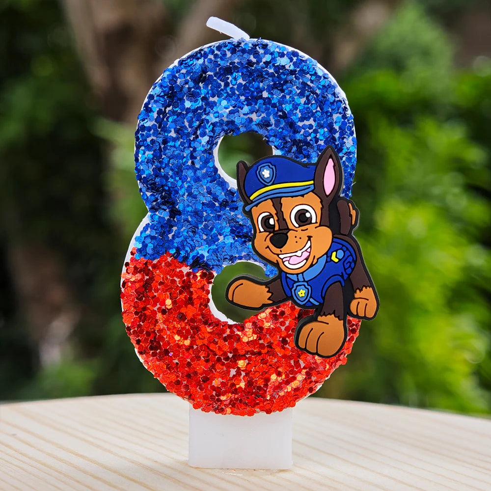 Bougie Paw Patrol 0-9 chiffres, personnage de dessin animé Paw Patrol, gâteau de fête enfichable, décoration de gâteau d'anniversaire, cadeau de réception-cadeau pour bébé