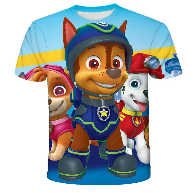 PAW Patrol jouet chien enfants vêtements hauts garçon T-shirt impression 3D pat patrouille t-shirts Anime à manches courtes bébé enfant cadeau d'anniversaire