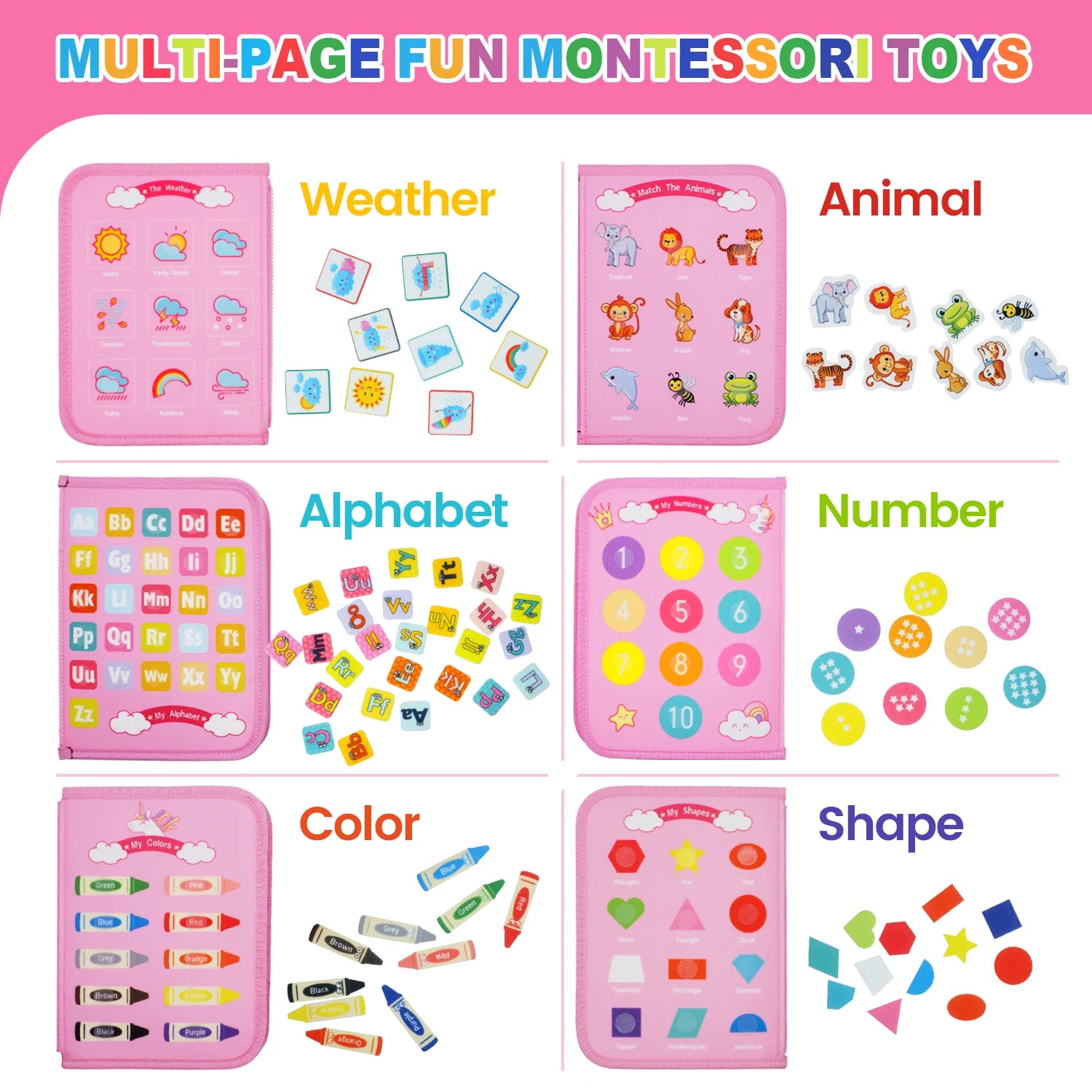 Livre d’Activités Montessori pour Enfants 3-6 Ans – Busy Board Éducatif Sensoriel Portable