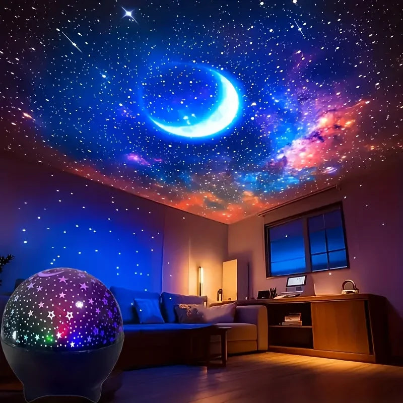 Projecteur Ciel Étoilé & Lune LED – Veilleuse Galaxie Rechargeable pour Chambre Bébé et Enfant