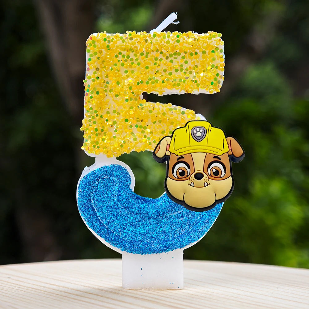 Bougie Paw Patrol 0-9 chiffres, personnage de dessin animé Paw Patrol, gâteau de fête enfichable, décoration de gâteau d'anniversaire, cadeau de réception-cadeau pour bébé