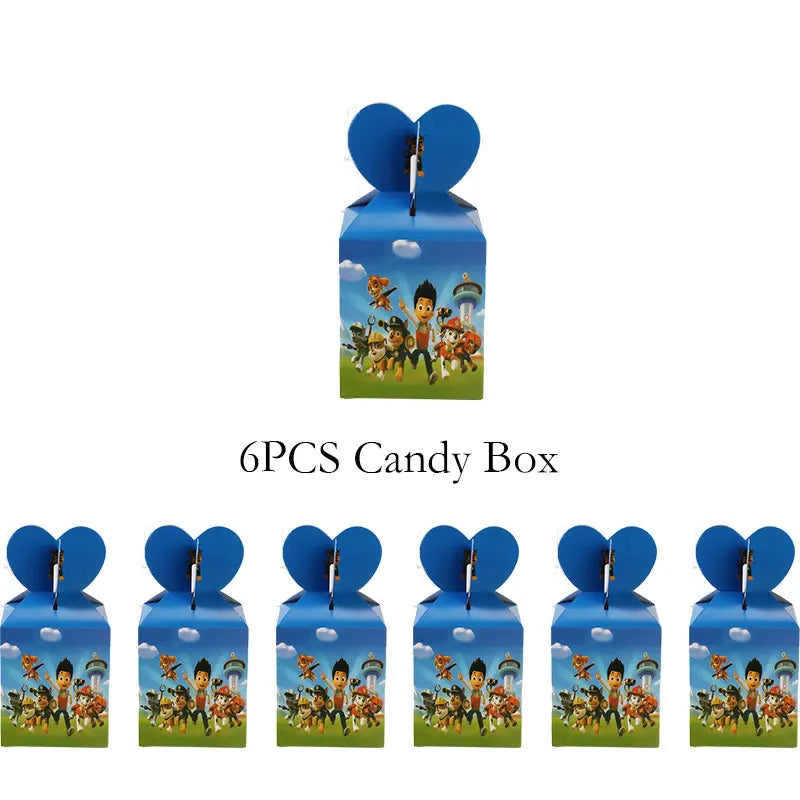 Ensemble de fournitures de fête d'anniversaire Paw Patrol, ballons, toile de fond, assiettes, gobelets, décorations de gâteaux, autocollants Paw Patrol, bannière, cadeaux de fête