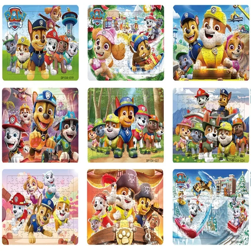 104 pièces Paw Patrol Puzzle pour enfants dessin animé patrouille canine Puzzles jouets éducatifs jeux d'apprentissage garçons filles cadeau
