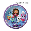Vaisselle d'anniversaire Gabby Dollhouse, assiette, gobelet et serviette en papier à motif de chat de dessin animé pour les filles, décoration de fête d'anniversaire pour enfants