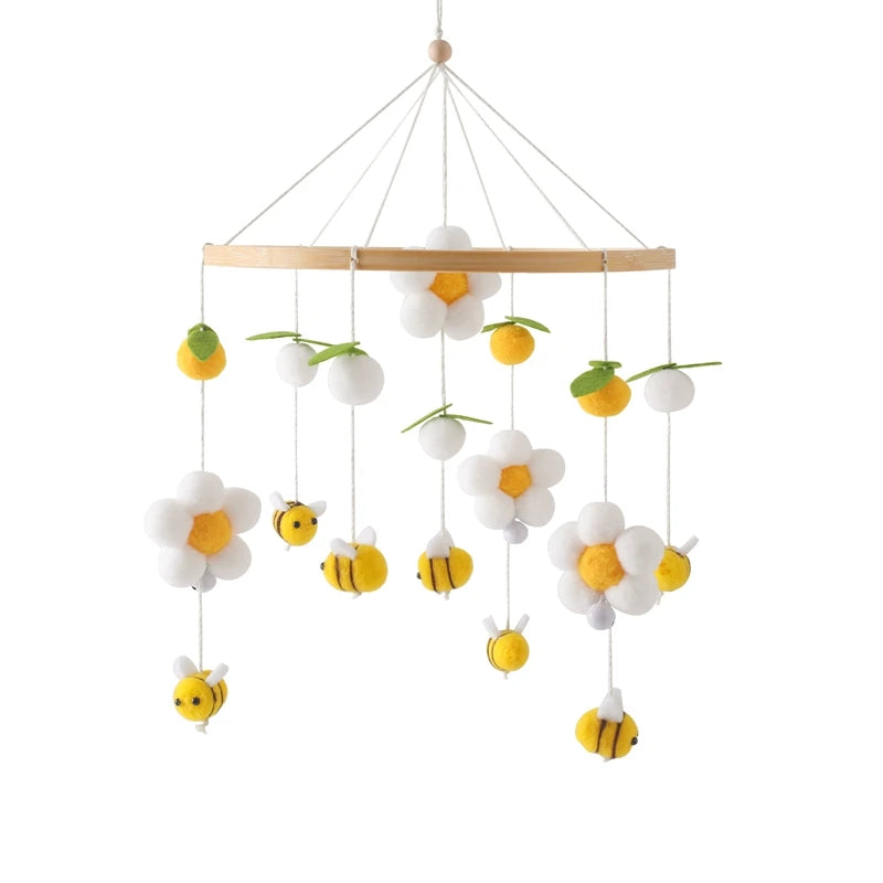 Mobile Musical en Bois pour Lit Bébé – Animaux Marins en Feutre, Hochet Suspendu Montessori