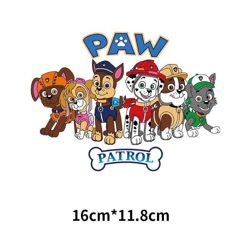 Patchs Paw Patrol mignons pour vêtements, autocollants pour vêtements d'enfants, sweat à capuche, T-Shirt, presse à chaud, autocollant en fer appliqué, DIY bricolage