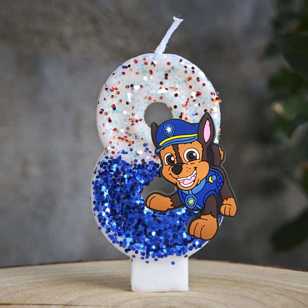 Bougie Paw Patrol 0-9 chiffres, personnage de dessin animé Paw Patrol, gâteau de fête enfichable, décoration de gâteau d'anniversaire, cadeau de réception-cadeau pour bébé