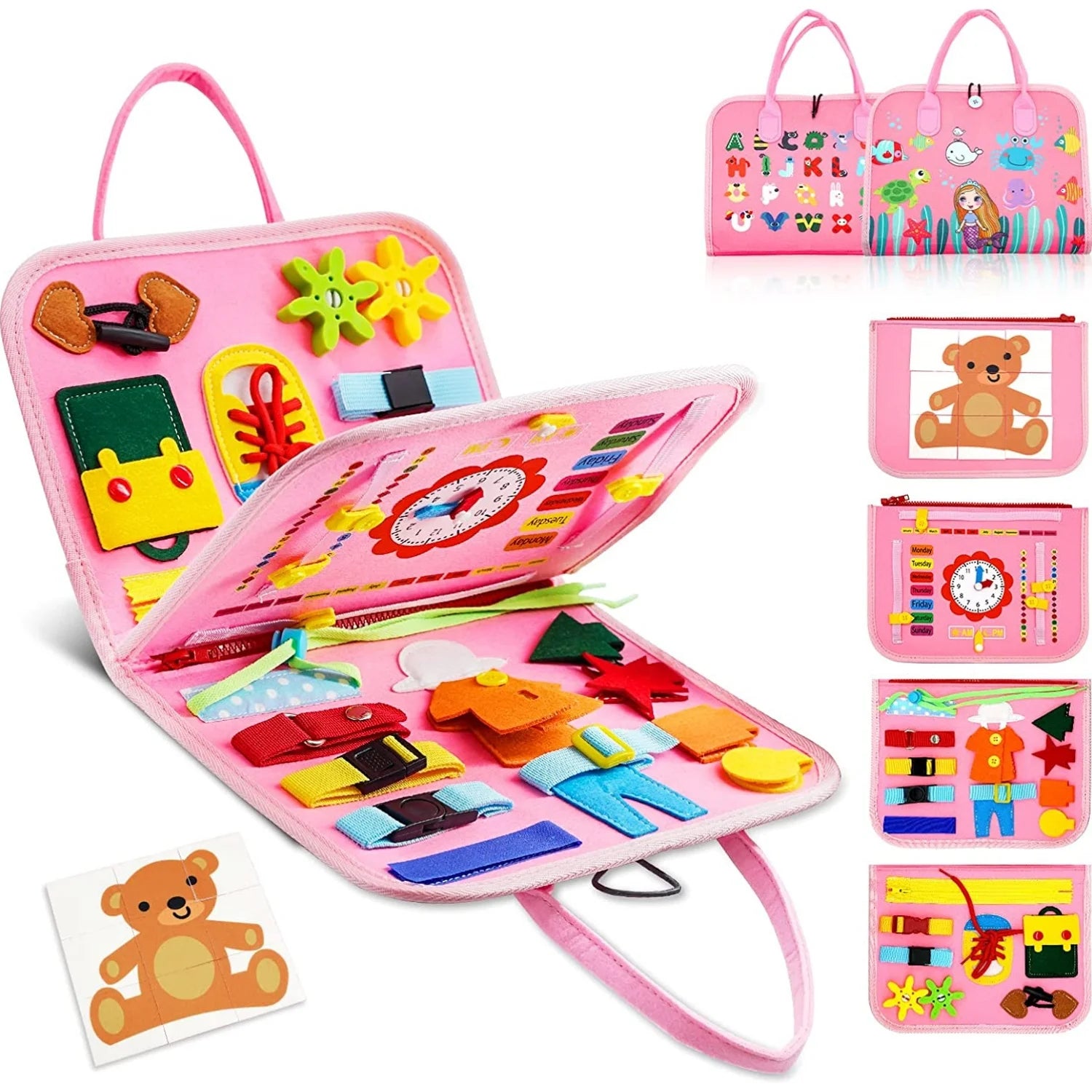 Livre d’Activités Montessori pour Enfants 3-6 Ans – Busy Board Éducatif Sensoriel Portable
