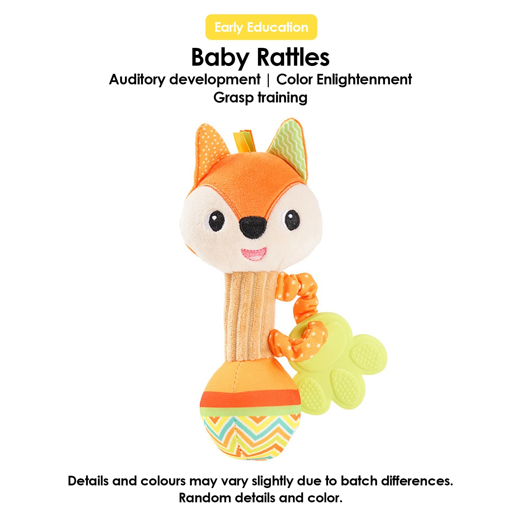 Hochets pour bébé, Animal en peluche doux, poignée à main, jouHochet Peluche Bébé Animal – Jouet Sensoriel à Poignée pour Nouveau-Né de 0 à 24 Mois
