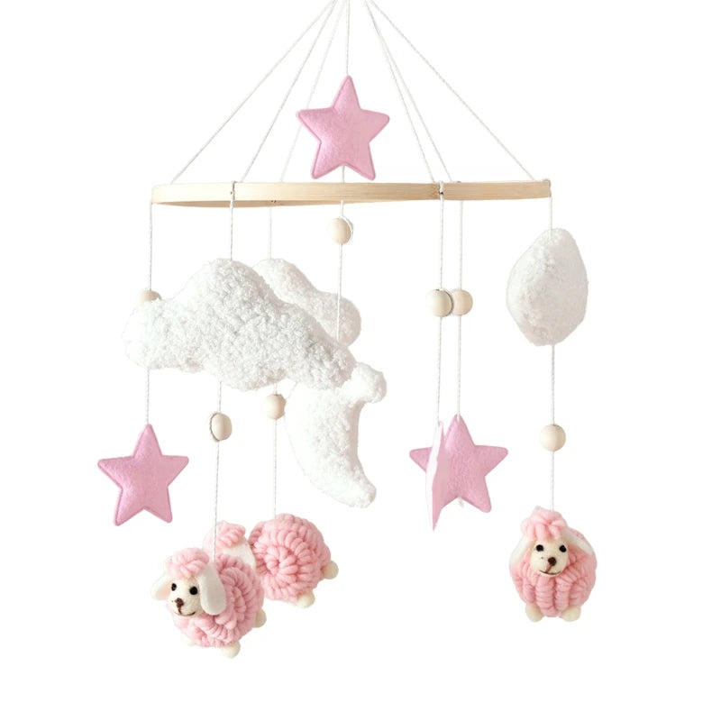 Mobile Musical en Bois pour Lit Bébé – Animaux Marins en Feutre, Hochet Suspendu Montessori