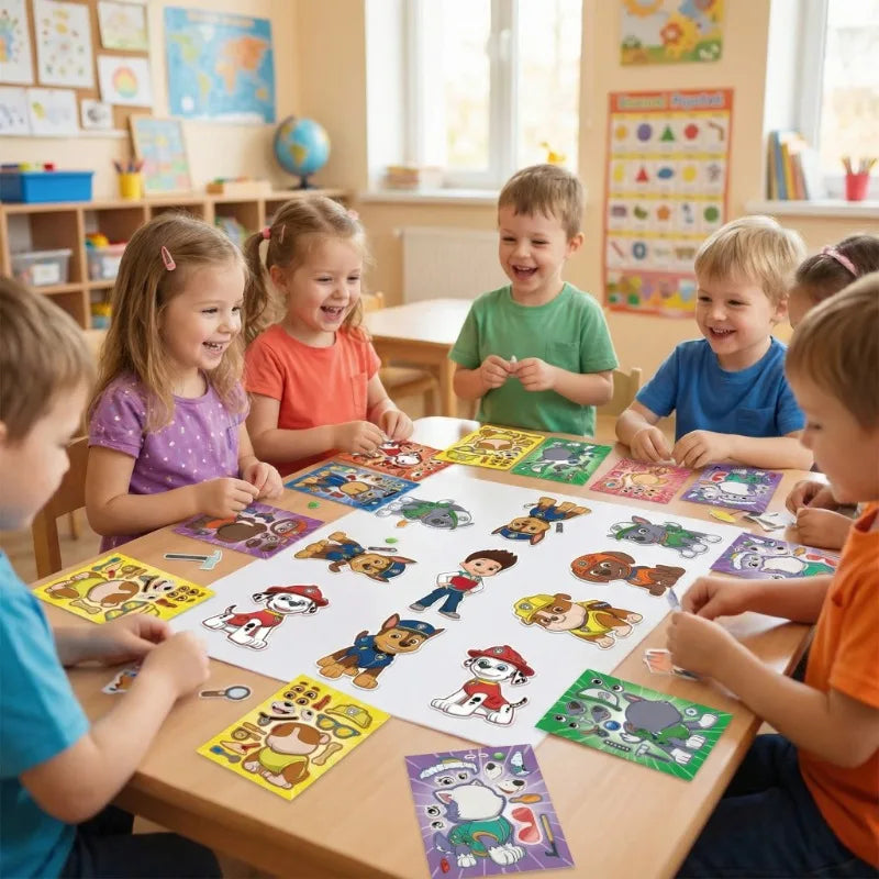 Livre de puzzles autocollants Paw Patrol, 8 pièces, pour enfants, dessin animé, interactif parent-enfant, jouet de bricolage, cadeaux éducatifs pour enfants